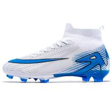Nuevas Zapatillas de Fútbol Assassin Unisex Botas de Entrenamiento Profesional de Competición Antideslizantes Resistentes al Desgaste con Tacos para Adultos y Jóvenes - Azul marino naranja - Ver 1