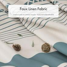 Boho Shower Curtain Modern Farmhouse Shower Curtain Set With Tassels Rustic Faux Linen Green Striped Shower Curtain With Hooks Light Tan Toned 72x72 Inches - 條紋藍 - 查看 2