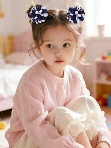 2件套母亲节白色和海军蓝提花绣球花发夹，时尚花卉发饰，适合女孩、儿童、闺蜜、春夏旅行、婚礼、派对礼物。关注我们的店铺，获取最新款式，下次购物可享20%折扣。DZBB - 彩色 - 查看 3