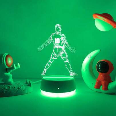 1pc Basketball Star 3D Atmosphere Lamp, Recreates Classic Celebration Pose, 3D Lighting Effects With Multi-Color Touch Control Dimming, Eye-Friendly, Suitable For Bedroom/Desk, Great Gift For Basketball Fans