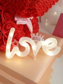1个爱心字母灯，电池供电，情人节浪漫字母灯，LED装饰时尚场景灯霓虹灯，情人节告白夜灯，适合桌面装饰、霓虹灯装饰、婚礼、家庭节日、婚礼、生日、酒吧、商店和户外装饰，白色灯罩，求婚、周年纪念，为派对增添氛围和灯光效果 - 黃光 - 查看 5