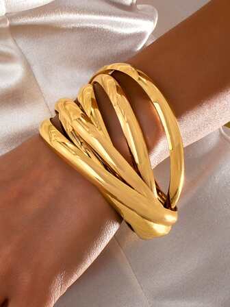 Fashionable Delicate Geometric Multi-Layer Line Wrapped Bracelet, Suitable For Banquet, Party Wear, Gift