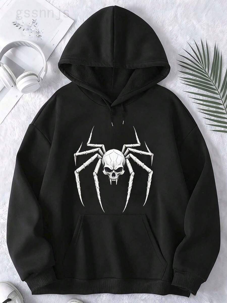 Spider Outdoor Sports Men's Fashion Hooded Sweatshirt Fall Fashion Pullover Sweaters Winter Clothes Women's Hoodies Pullover Casual Sweatshirts With Pockets Long Sleeve Drawstring Design Hoody Sweatshirt SpiderWeb Design Womens Gra - 黑色 18 - 查看 1