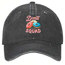 Fun Donut Squad Baseball Cap - Colorful Donut Pattern Black Hat, Lightweight Snap Design Birthday Party Gift, Suitable For Unisex Machine Washable Casual Hat, Outdoor Fashion Headwear, Durable Fabric, Party Essential  Accessory, Breathable Material - Sand/ - View 3