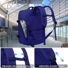 YSTYLE 易捷航空手提行李背包 40x25x18公分/46x30x23公分 男女通用登機箱包 15.6吋筆記型電腦背包 附USB充電器 健行背包 - 藍色 - 查看 7