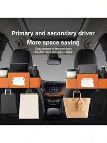这款多功能汽车座椅靠背收纳袋配有纸巾盒、可调节挂钩和双层储物空间，可放置零食/饮料。采用ABS和优质树脂制成，这款小巧的收纳袋有助于保持您的爱车整洁有序。 - 多色 - 查看 6