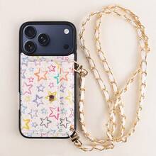 1pc Elegant & Beautiful Star Pattern PU Leather Card Holder Crossbody Wallet Phone Case Compatible With IPhone 17, 16, 16e, 15, 14 Plus, 13, 12, 11 Pro Max, Protective Cover - Star - View 9