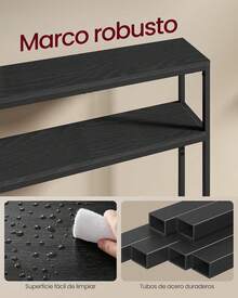 VASAGLE Mesa de Consola de 2 Niveles, Mesa Auxiliar, 20 x x 80, Gris Carbón y Negro Tinta MLNT131B22V1 - 1 - Ver 2