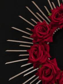 Artificial Rose Gold Halo Crown Sunburst Spike Crown Headpiece Mary Headband Women's Costume, Goddess Headband Boho Bridal Gothic Wedding, Valentine's Day Birthday Party Hair Bands, Carnival - 1Pc Crown - View 4