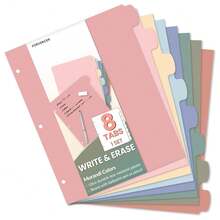 Forvencer 8-Tab Binder Dividers With Tabs, Big Tabs, Write&Erase Plastic Dividers For 3 Ring Binder, Binder Tabs For Organizers, 3 Ring Binder Dividers With Tabs For Schoolsss Office (Muted, 1 Set) - 靜音 - 查看 1