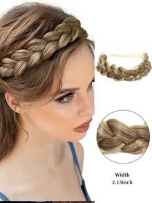 1pc Black, Gold, Brown, Dark Brown Handmade Braided Wig Headband, Suitable For Women And Girls, Synthetic Braided Hair Extensions, Elastic Headband With Adjustable Waistband, Braided Headband, Suitable For Daily Wear, Parties And Special Occasions. - Multicolor - View 16