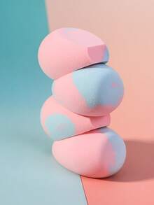 1/3pcs Triple-Cut Beauty Sponge, Baby Pink+Mint Blue, Ultra-Soft & Non-Absorbent, Makeup Puff, Beauty Sponge, Fine Texture, Dual-Use (Dry/Wet), Suitable For All Skin Types, Latex-Free, Hydrophilic Polyurethane,Giveaways,Travel,Cheap Stuff,Travel Essential - Multicolor - View 5