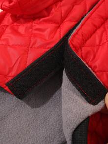 1件宠物狗可爱时尚秋冬套装，紫色格子设计，带大口袋连帽外套，适合泰迪犬、贵宾犬、小型犬等。 - 紅色 - 查看 8