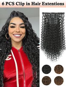 26 Inch Clip-In Hair Extensions, 6pcs Set, Curly Synthetic Hair Extensions, Long Soft Wearable For Women Daily Use - Multicolor - View 12