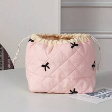 1 pièce Sac de maquillage imprimé - Sac de rangement de voyage grande capacité, Sac de rangement de toilette en fibre de polyester, Design de mélange de couleurs portable