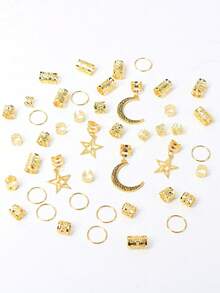 45件套女士编发配饰套装，月亮星星发夹，时尚独特的发饰，发饰