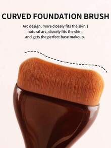 1pc Brown Base Makeup Brush, Ergonomic Handle Design, Wave Foundation Brush, Eid Makeup Tool - Multicolor - View 5