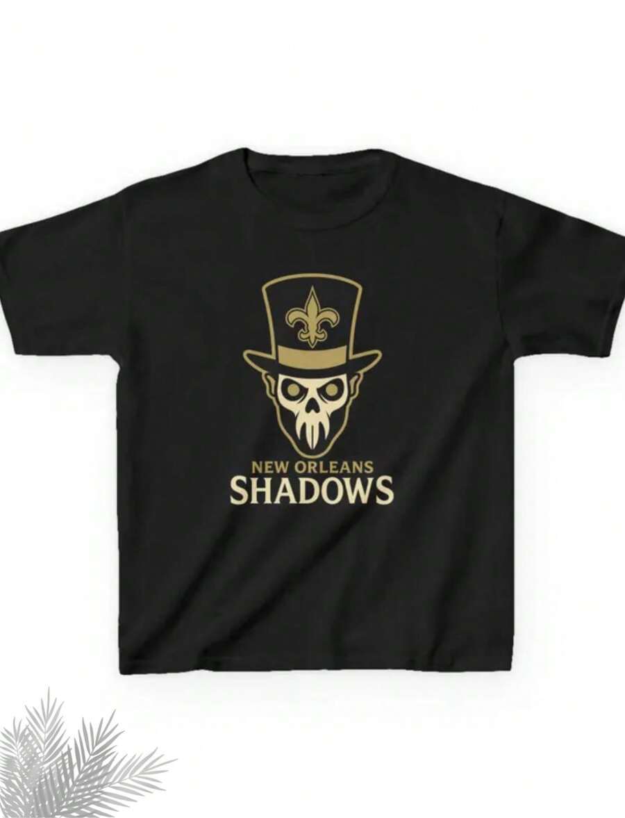 NEW ORLEANS SHADOWS Kids Tee - Saints Pro Football Shadow Facilier T-Shirt - Parks World Disneyland Trip Cotton Graphic Tee - Black - View 1
