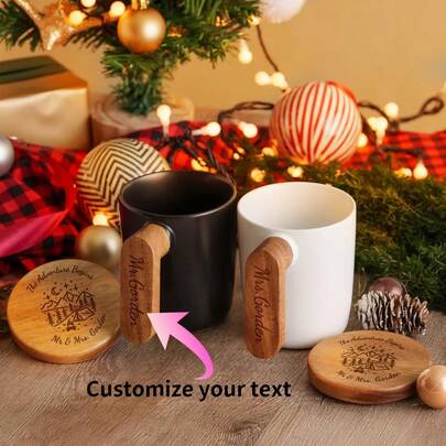 Personalisierte Kaffeetasse mit Deckel, individualisierte Paartassen, Keramik Kaffeebecher, ideales Geschenk für Kaffeeliebhaber zum Jahrestag, kann Namen und Text eingravieren, geeignet für Freund, Freundin, Vater, Mutter, Familie, Freunde, Teeraum, Zuhause, Garten, Büro