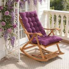 Thickened Rocking Chair Cushion Pad, Tie-Down Lounger Seat Cushion For All Seasons - Purple - View 11