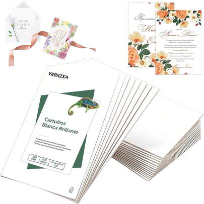Hojas Opalina Tamaño Carta, Papel Opalina 200 Hojas, 95% Blancura Papel Arte Dibujo, (21.6 X 27.9) Opalina/Carta 250grs, para Impresora Láser, Inyección de Tinta