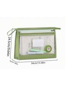 2026 Nueva bolsa organizadora de doble capa de gran , bolsa de almacenamiento de archivos de malla transparente A4 con cremallera, adecuada para estudiantes de primaria, secundaria y preparatoria, gran capacidad para libros de texto, cuadernos y exámenes, 3 opciones de color (azul, rosa, verde) - Multicolor - Ver 6