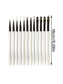 单支彩虹白亚克力手柄美甲笔 - 超细线条/扁平/斜角尼龙刷毛，适用于凝胶美甲、法式美甲、细节绘制和美甲设计 - 防滑人体工学手柄，耐用金属带，便携式一体式工具，适合专业美甲师和初学者在家使用。 - 彩色 - 查看 5