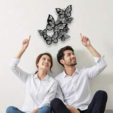 Butterfly Metal Wall Art - Elegant Black And White Iron Sculpture, Delicate Leaf Design, Suitable For Indoor/Outdoor Home Decor, Applicable To Living Room, Kitchen, Garden, Office Wall Hanging Decoration, Butterfly Decor - Black - View 9