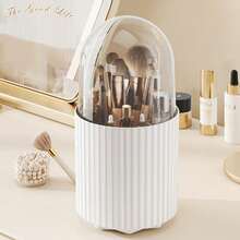 360° Rotating Makeup Brush Holder Storage Box, Cosmetic Storage Box Accessory, Essential For Travel, Desktop Display Item, Countertop Storage, Can Store Various Makeup Products, Making The Desktop Neatier And More Beautiful, And Easier To Find Things. It Is Suitable For Countertops In Bedrooms, Bathrooms, Etc., And Is A Suitable Small Gift For Female Friends - 白色 - 查看 8