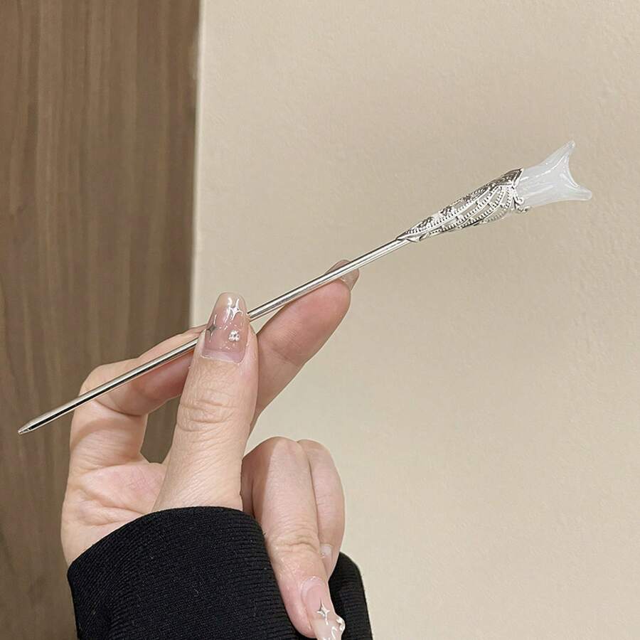 2026 New Chinese Style Jade Hairpin Hair Stick Ancient Style Hanfu Hair Accessory Retro Hairpin Chinese Style Hairpin For Women 1pcs - 白玉臘發簪 - 查看 1