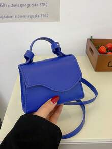 Mini Pattern Fashion Handbag Lipstick Pouch - Blue - View 9