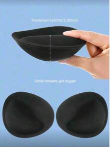 6厘米厚胸垫，轻薄便携，可拆卸可水洗加厚垫，增强胸部支撑，文胸及内衣配件 - 黑色 - 查看 1