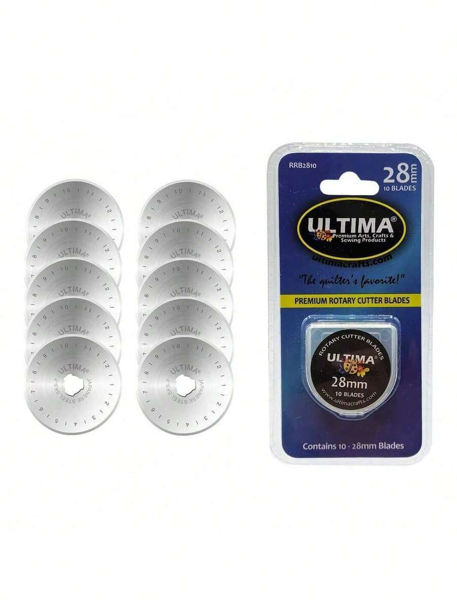 EstiloUltima Cuchillas de corte giratorias de 28 mm, 10 cuchillas por paquete, se adaptan a la mayoría de cortadores giratorios, incluyendo , Olfa, Martelli y TrueCut, corta tela de acolchado, cuero y másVersión mejorada - 28 milímetros - Ver 1