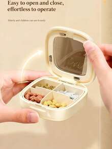 Square Four Compartment Medicine Storage Box - Flower Printed Initial A-Z Daily Pill Vitamin Capsule Storage, Storing Exquisite Small Jewelry And Travel Items, Portable Medicine Box, Medicine Packaging And Storage Box, Portable Mini Compartment, Three Meals A Day, Sealed Pill Packaging, Medicine Box, Suitable For Giving To The Elderly, Patients, Medical Staff - Multicolor - View 4