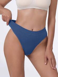 4pcs High Waist Seamless Thong Panties, Women Sexy Triangular Briefs, Seamless Underwear - Multicolor - View 5