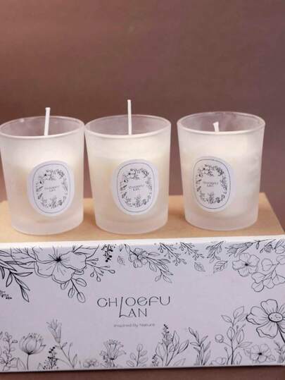 3pcs/Box, 1pc Creative Sand Cup Candle Box, Scented Candles Made Of Natural Soy Wax, Multiple Fragrance Options. Pure Natural Plant-Based Fragrance, Floral & Fruity Scent, Suitable As Gifts For Girlfriend, Mother's Day, Girls, Valentine's Day