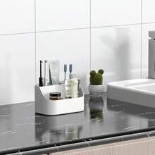 Countertop Toothbrush Holders For Bathrooms Plastic Toothpaste And Electric Tooth Brush Holder Storage Caddy Stand For Shower 5 Slots Cute Bathroom Counter Organizer For Vanity White - trắng - Xem 5