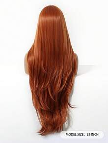 5-Star Rated 32in/81cm Long Wavy Dirty Orange Hairless Wig - Women's Heat Resistant Synthetic Wig, Natural Looking, Suitable For Cosplay, Colored Synthetic Wigs, High Temperature Wigs, Ideal For Women's Daily Fashion Styling, Also Suitable For Halloween And Christmas Occasions. - 臟橘色 - 查看 7