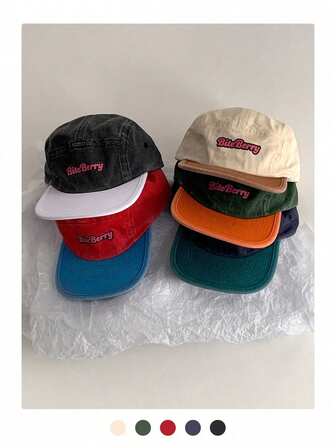 Color-Block Letter Embroidered Baseball Cap, Brim Wide Brim Snapback Hat, Casual Streetwear For Spring/Summer Outdoor, Unisex