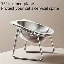 15°人体工学不锈钢猫碗，防滑底座，适用于猫、幼猫和小型犬，宠物用品，情人节礼物 - 420毫升 - 查看 5