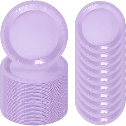 10个/20个/50个装紫色纸盘，一次性甜点/蛋糕盘，7英寸，9英寸，适用于生日、婚礼、圣诞节及其他场合