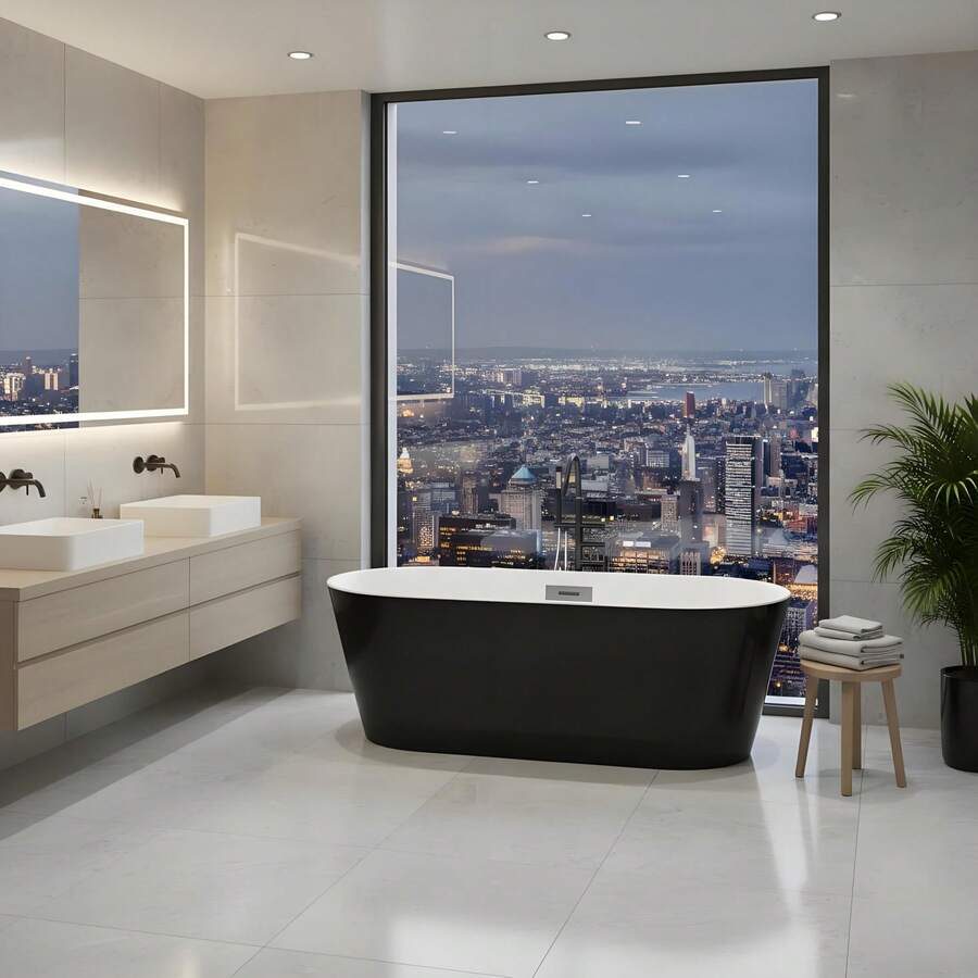 59 Inch Freestanding Bathtub Acrylic Soaking Tub Design For Bathroom Upgrade And Relaxing Bath - Marine 59inch - View 1