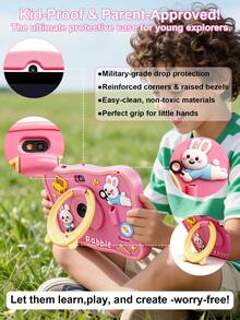 Máy tính bảng trẻ em Qetupa 7 inch Android 15, thiết kế hình thỏ, ốp lưng chống sốc, bộ xử lý A133 Octa-Core 2.0GHz, RAM 6GB + ROM 128GB (hỗ trợ mở rộng bộ nhớ lên đến 1TB), màn hình cảm ứng IPS 1024*600, camera kép 0.5MP + 2.0MP, pin 4000mAh, Bluetooth, WiFi 802.11b 2.4G - Phù hợp cho trẻ em từ 3-12 tuổi, món quà lý tưởng cho Giáng sinh, sinh nhật và các bữa tiệc (Không bao gồm bộ chuyển đổi nguồn). - Hồng - Xem 9