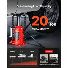 Gato hidráulico de botella de aire de alta elevación de 20 toneladas (44 092 lb) para reparación de automóviles, color rojo - 20 toneladas - Ver 2