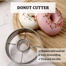 1pc Stainless Steel Doughnut Mold, Round Pastry Cutter, Baking Tool - Silver - View 3