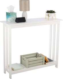 Lavish Home - Mesa de Consola Estrecha de 39 x 11.8 Pulgadas, Mesa de sofá de 2 Niveles con Estante de Almacenamiento Abierto, mesas de Consola para Entrada, Pasillo y vestíbulo, Muebles de Sala de - 1 - Ver 12