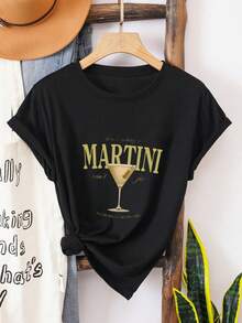 Classic Martini Cocktail Tee Unisex T-Shirt, Bartender Shirt, Bartender, Signature Cocktail, Martini Glasses, Martini Print - 黑色2 - 查看 3