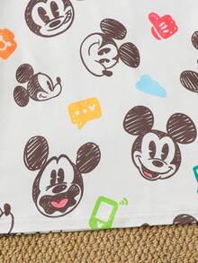 Disney 男童授权可爱米奇老鼠两件套 - 圆领无袖上衣和短裤，米奇图案，夏季休闲T恤，活泼时尚，透气面料，两件套，儿童短裤套装，小男孩两件套 - 杏色 - 查看 7