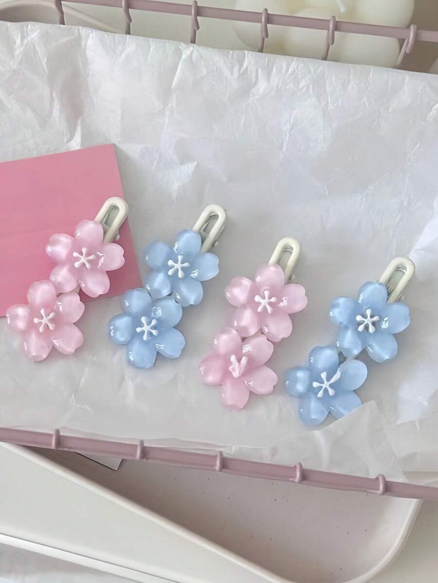 1个/6个/10个装 优雅粉色樱花发夹 - 甜美风格侧边发夹，适合女士和女孩，粉色配饰，情人节爪夹发夹，学生用品，发饰。夏季个性化假日必备发夹，女士旅行必备饰品 - 彩色 - 查看 1