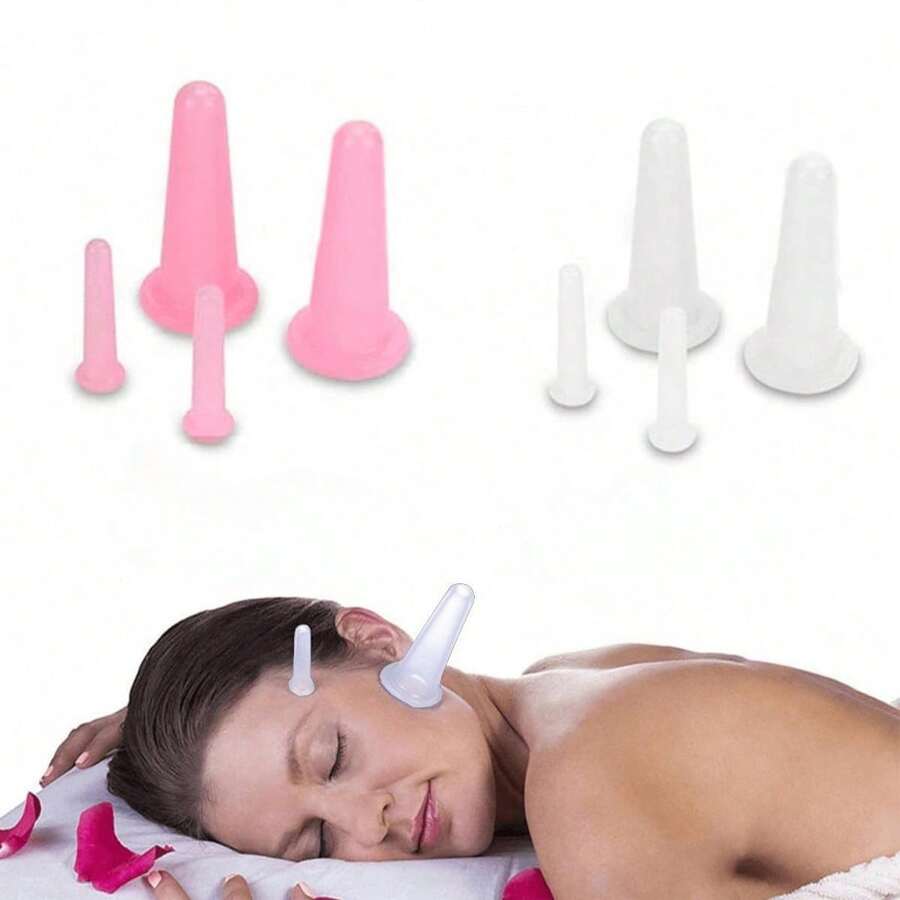 4 Pieces Facial Cupping Set Silicone Vacuum Cupping Cups For Face And Eye Cupping Massage